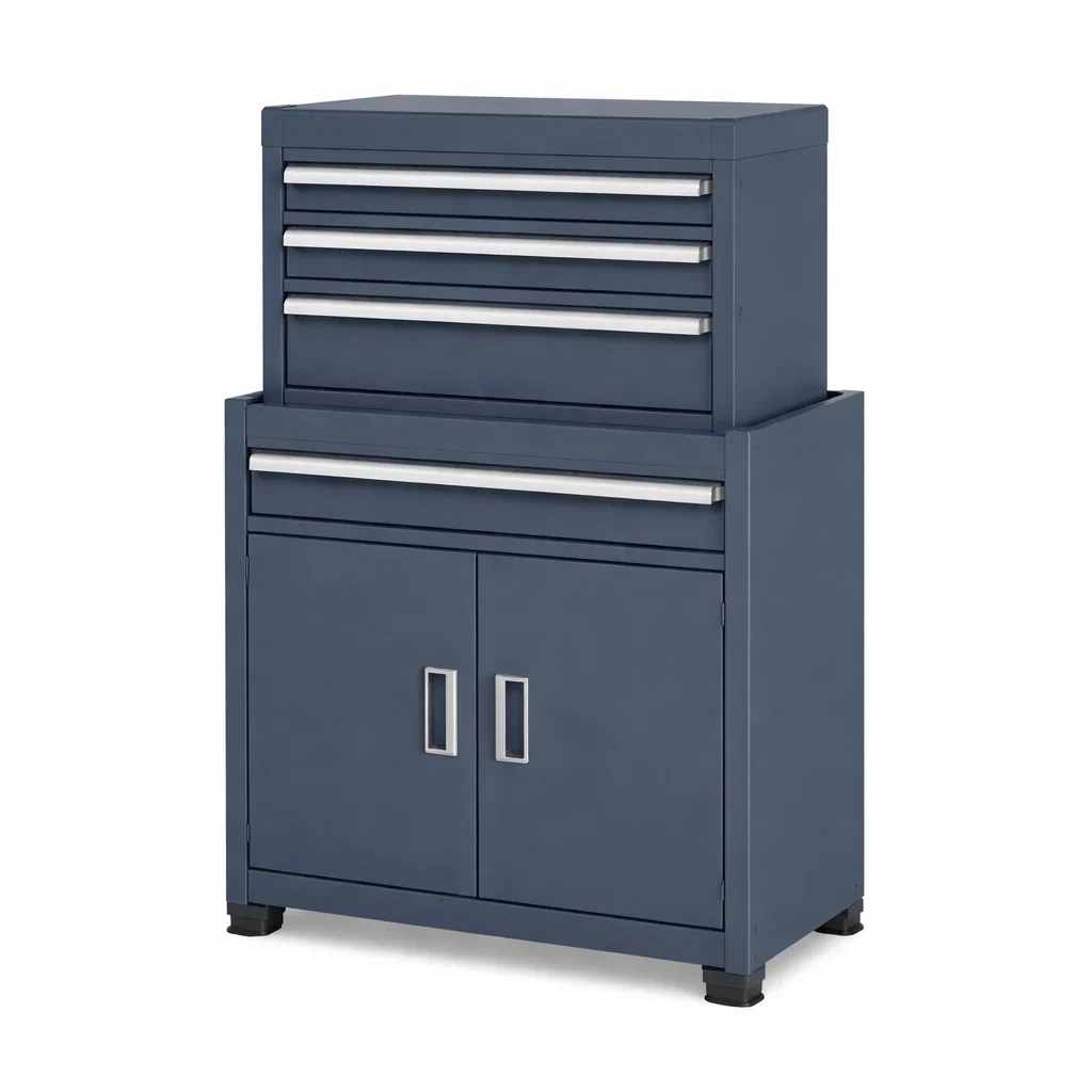 Armoire à outils en acier avec tiroirs et portes 78x40x125 cm Bleu-ZENNOOKSANCTUARY