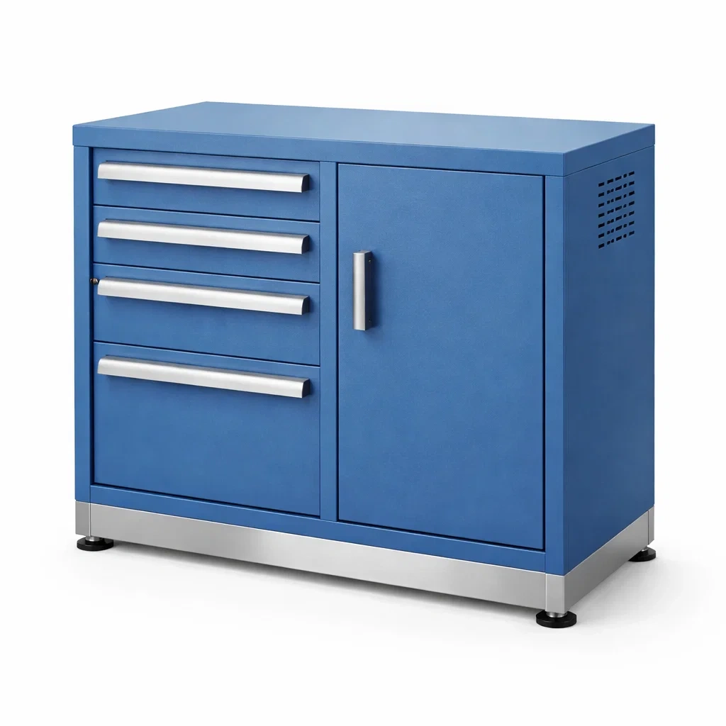 Armoire Métallique Bleue avec 4 Tiroirs et Porte-ZENNOOKSANCTUARY