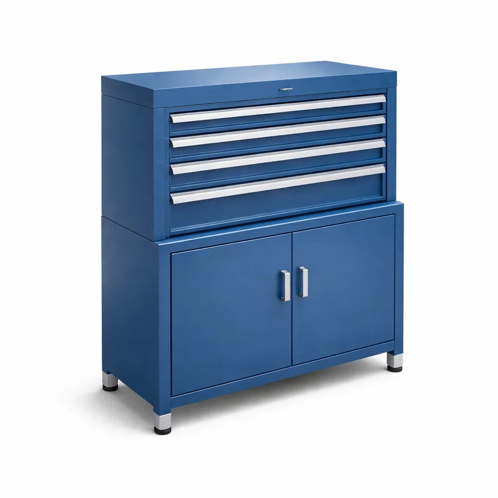 Armoire à outils en acier bleu avec 5 tiroirs et 2 portes 160 cm-ZENNOOKSANCTUARY