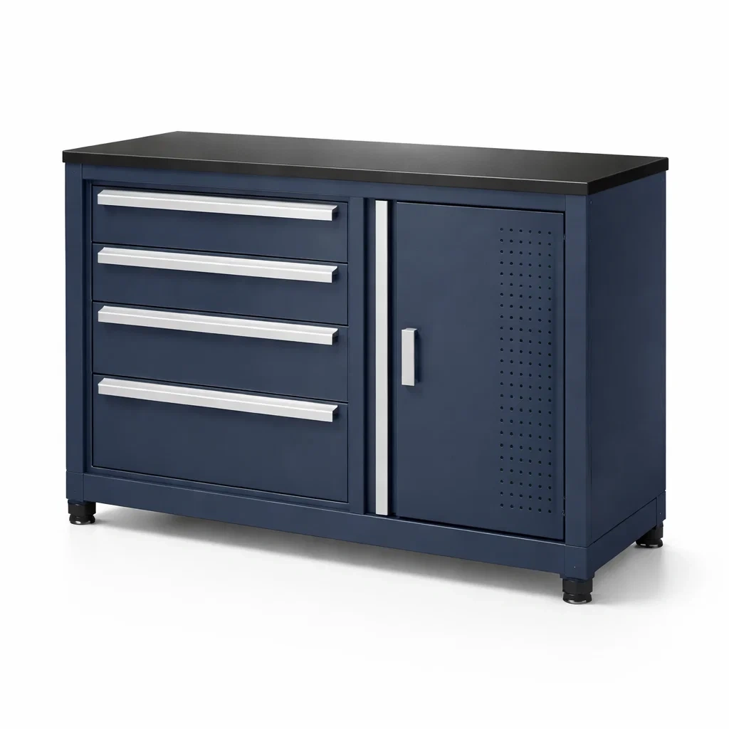 Armoire de rangement en métal avec tiroirs et porte, 90x40x85 cm-ZENNOOKSANCTUARY