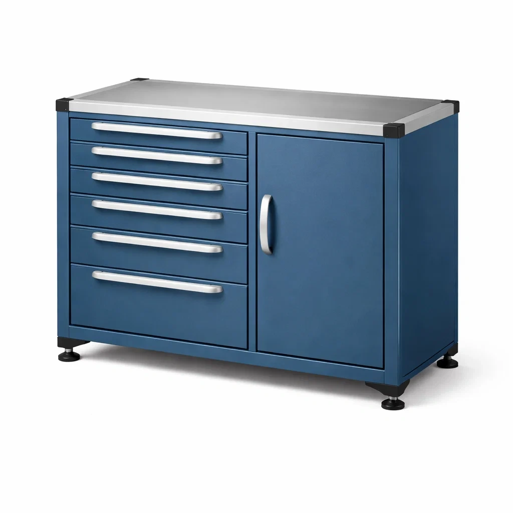 Armoire à outils en métal bleu avec 5 tiroirs et 1 porte-ZENNOOKSANCTUARY