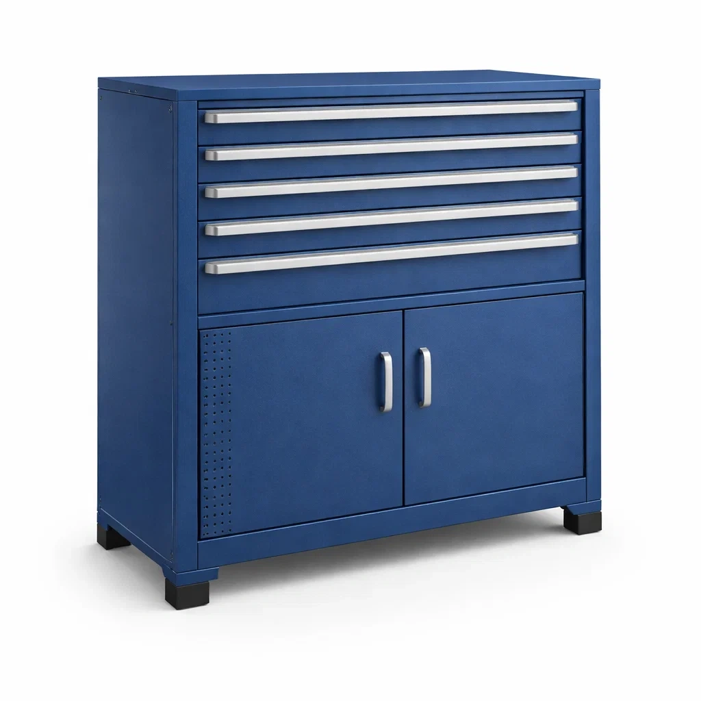 Armoire à Outils en Métal avec 5 Tiroirs Bleu-ZENNOOKSANCTUARY