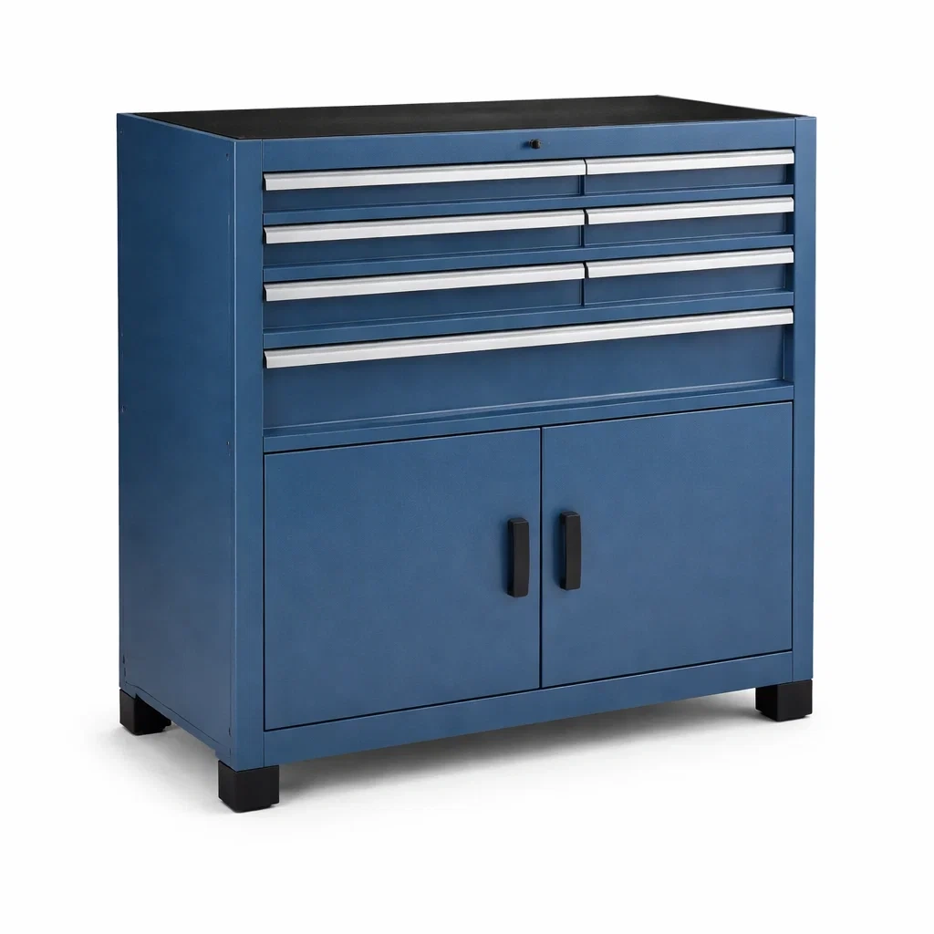 Armoire à outils en métal avec 5 tiroirs et portes-ZENNOOKSANCTUARY