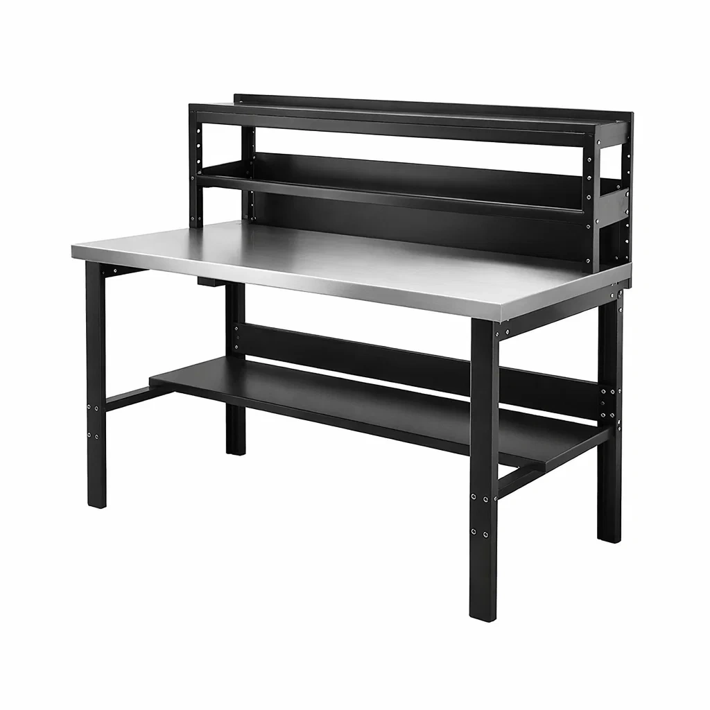 Établi en métal avec plateau en acier inoxydable 156x60x95 cm-ZENNOOKSANCTUARY