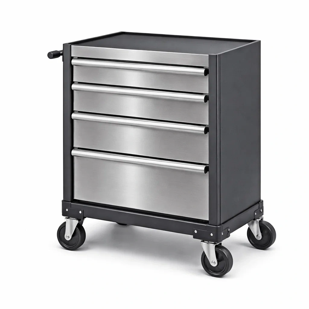 Chariot d'atelier 5 tiroirs en acier et inox Noir avec roulettes-ZENNOOKSANCTUARY
