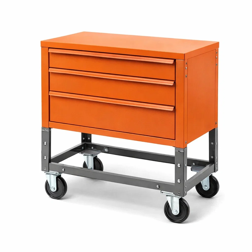 Chariot de Rangement en Métal à 3 Tiroirs avec Roues Orange-ZENNOOKSANCTUARY
