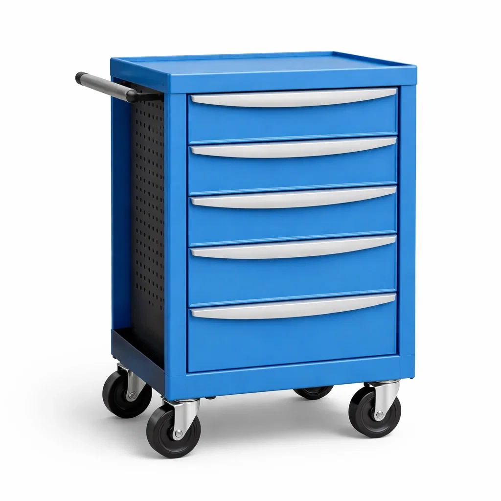 Chariot à outils en métal bleu avec roulettes, 5 tiroirs-ZENNOOKSANCTUARY
