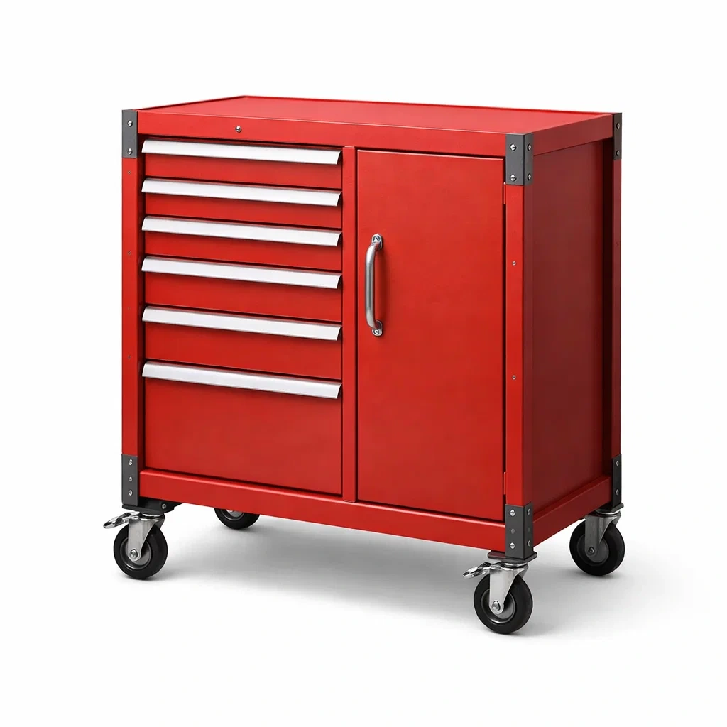 Armoire à outils en métal avec roulettes, 6 tiroirs rouge-ZENNOOKSANCTUARY