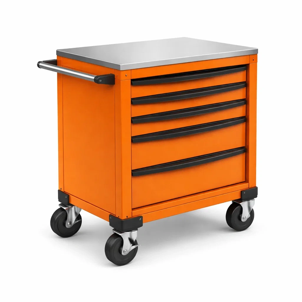 Chariot à outils en métal avec 5 tiroirs Orange-ZENNOOKSANCTUARY