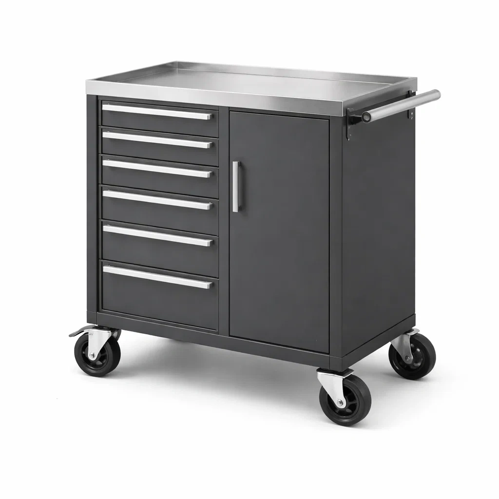 Chariot à outils en métal avec tiroirs et armoire-ZENNOOKSANCTUARY