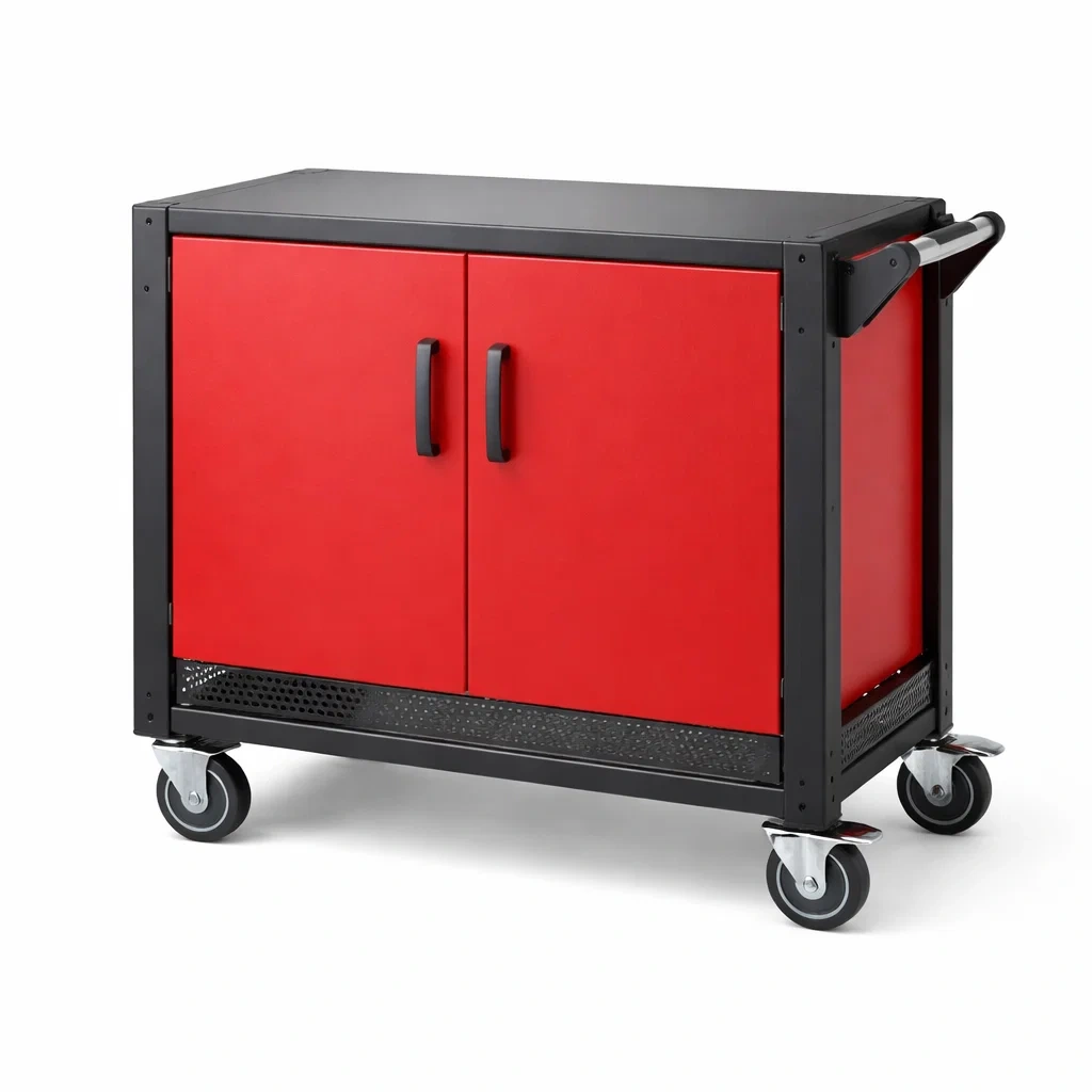 Chariot de rangement en métal rouge avec roulettes-ZENNOOKSANCTUARY