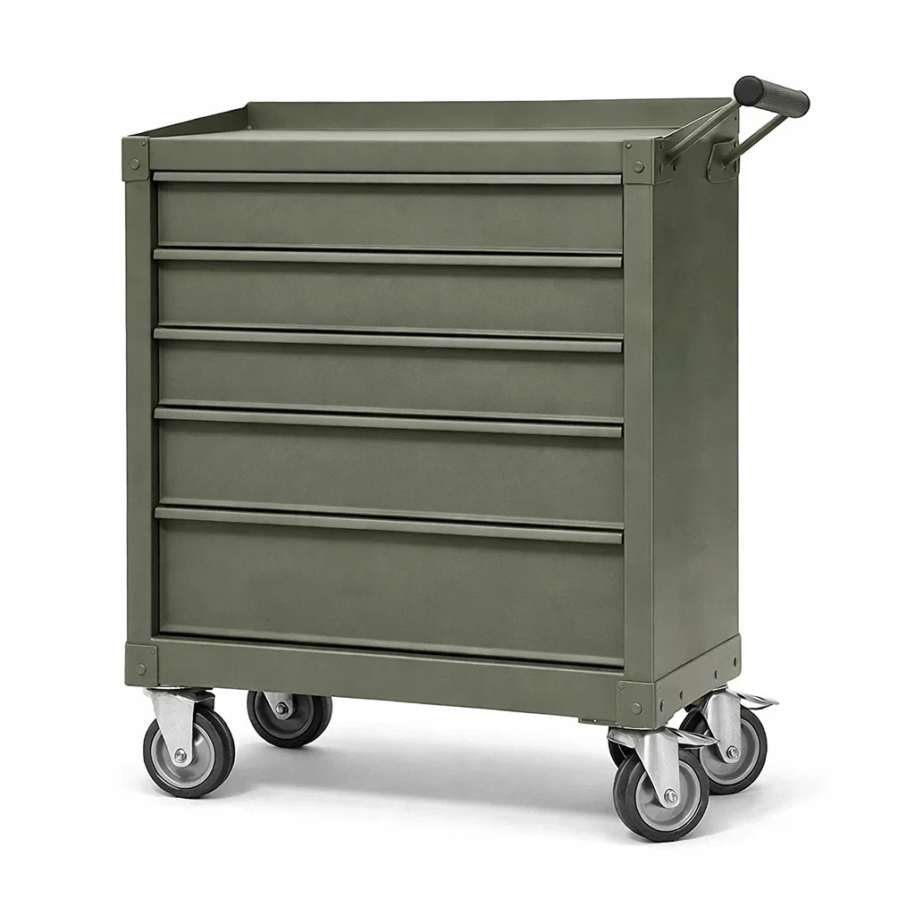Chariot à outils en métal avec 5 tiroirs sur roulettes Vert-ZENNOOKSANCTUARY