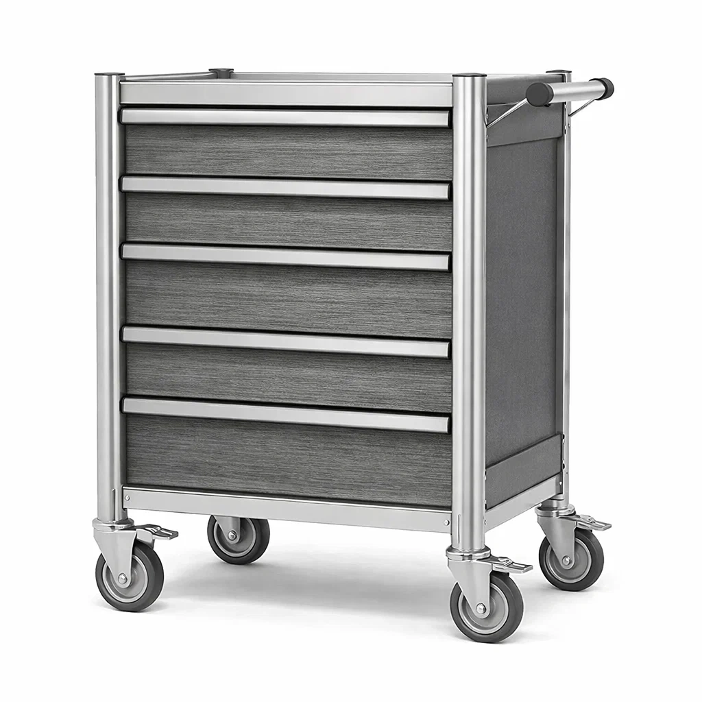 Chariot de rangement en métal à roulettes avec 6 tiroirs Gris-ZENNOOKSANCTUARY