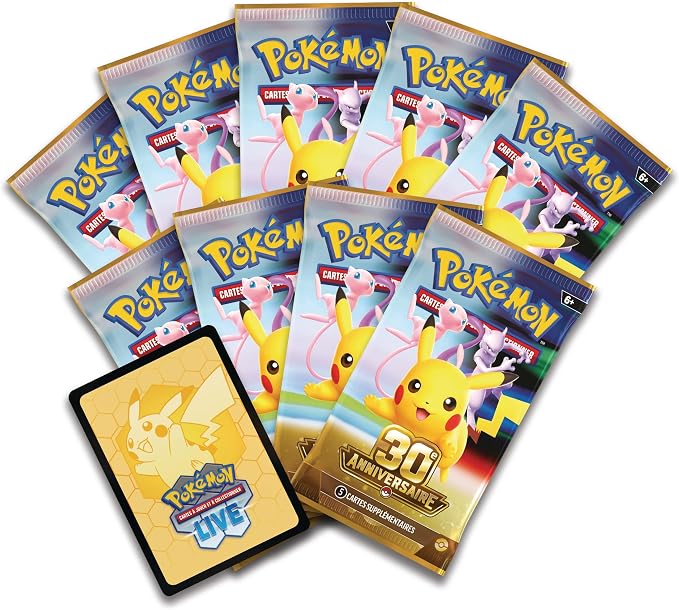 Pokémon : Coffret Dresseur d’élite 30ᵉ Anniversaire du JCC Pokémon (1 Carte Promo entièrement illustrée, 9 boosters et des Accessoires de Jeu Premium)