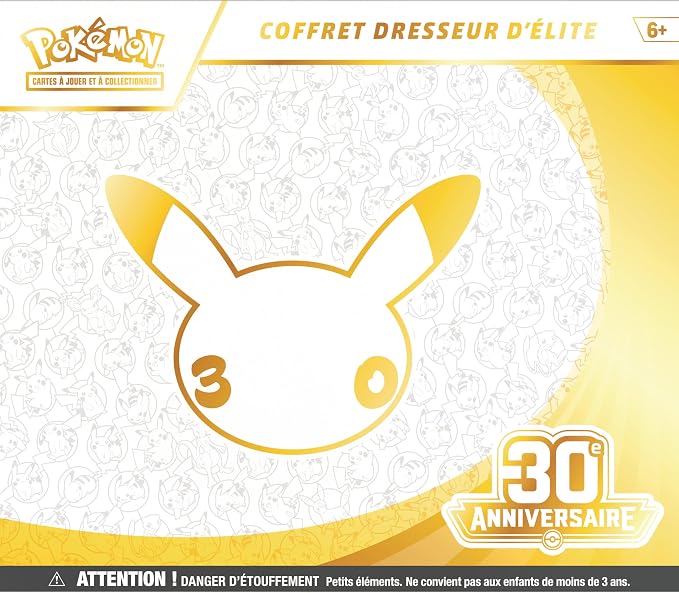 Pokémon : Coffret Dresseur d’élite 30ᵉ Anniversaire du JCC Pokémon (1 Carte Promo entièrement illustrée, 9 boosters et des Accessoires de Jeu Premium)
