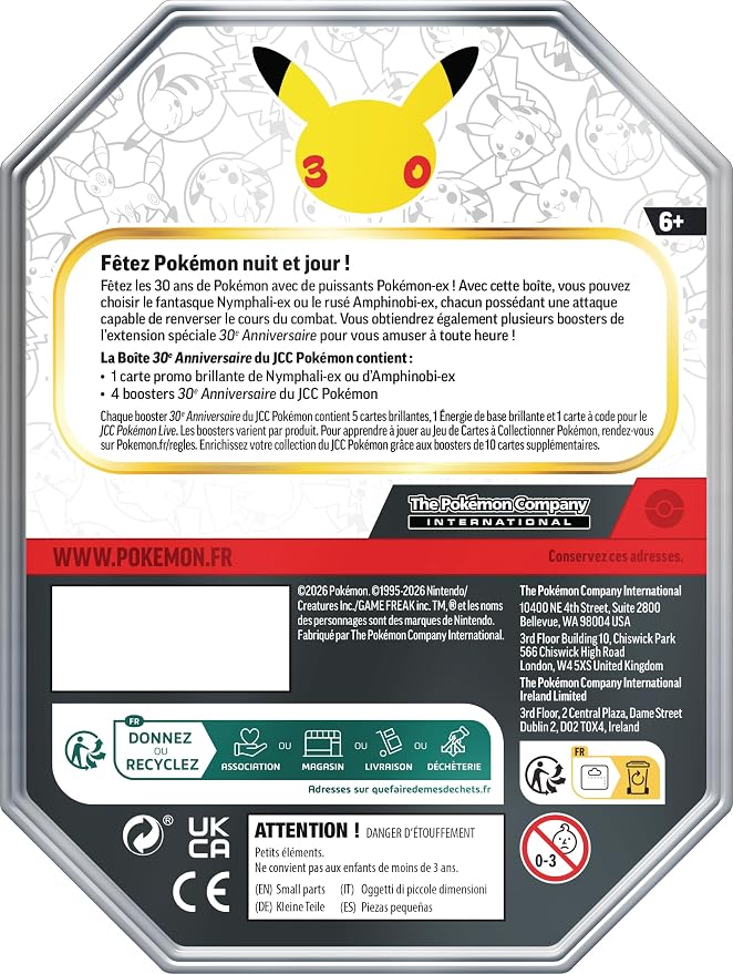 Pokémon : Boîte 30ᵉ Anniversaire – Amphinobi-ex du JCC Pokémon (1 Carte Promo Brillante et 4 boosters)