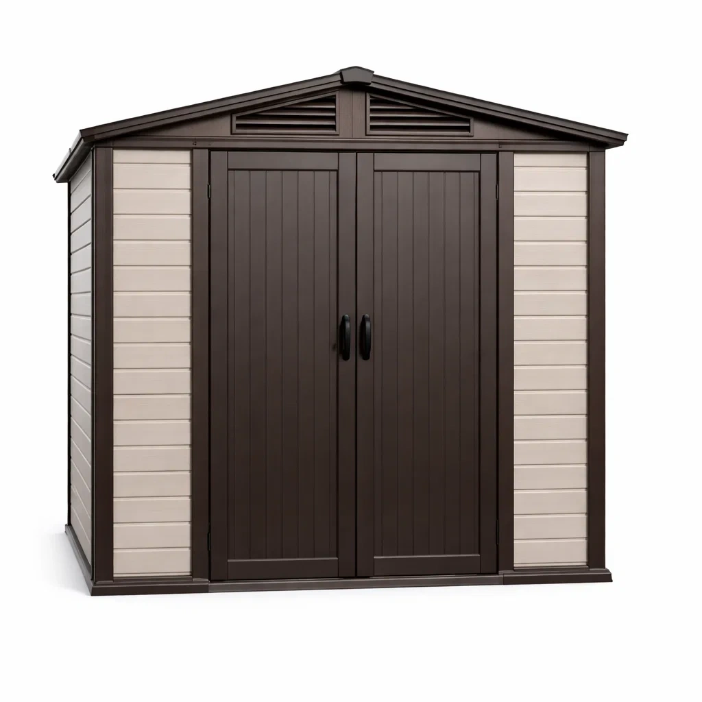 Abri de jardin en résine à double porte Marron Beige-DREAMLUXENEST