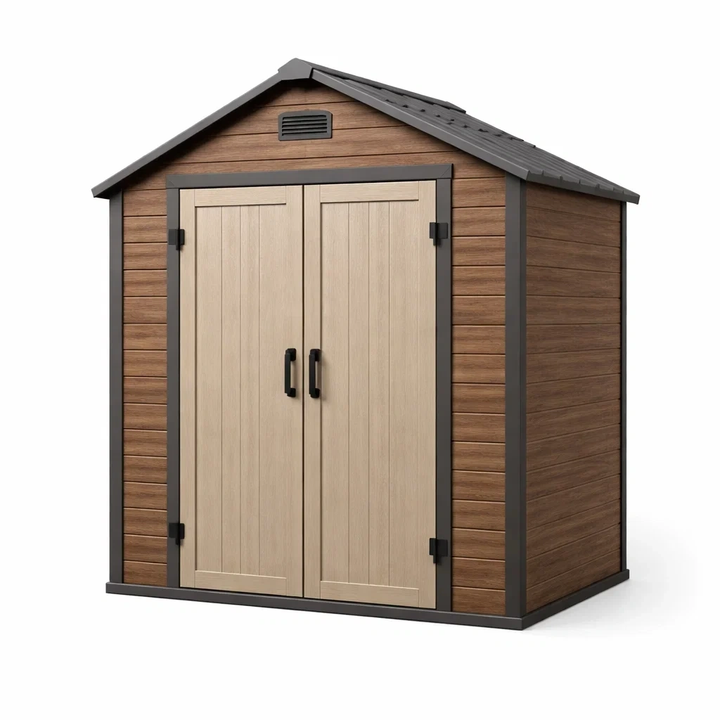 Abri de jardin en plastique avec portes doubles 190x185x209 cm Marron Beige-DREAMLUXENEST