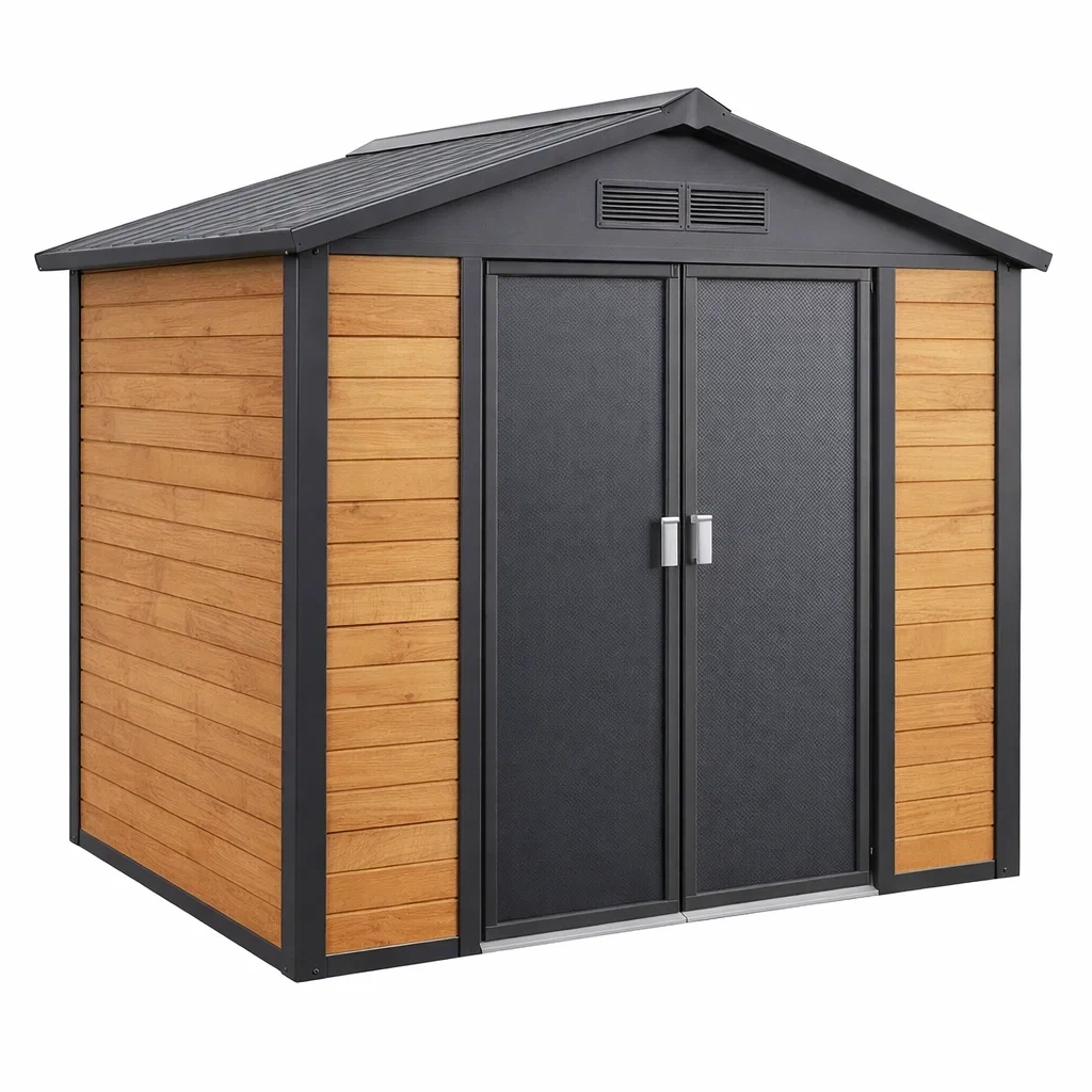 Abri de jardin en acier et résine composite Brun Noir-DREAMLUXENEST