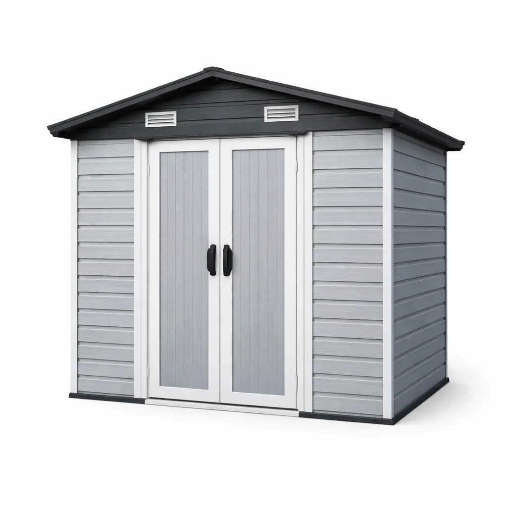 Abri de jardin rectangulaire en plastique 200x130x183 cm Gris-DREAMLUXENEST