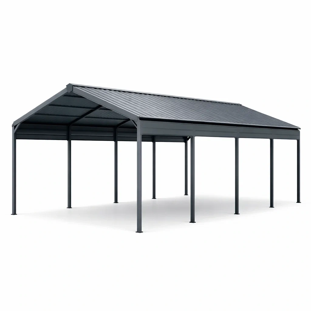 Abri voiture en acier galvanisé Gris-DREAMLUXENEST