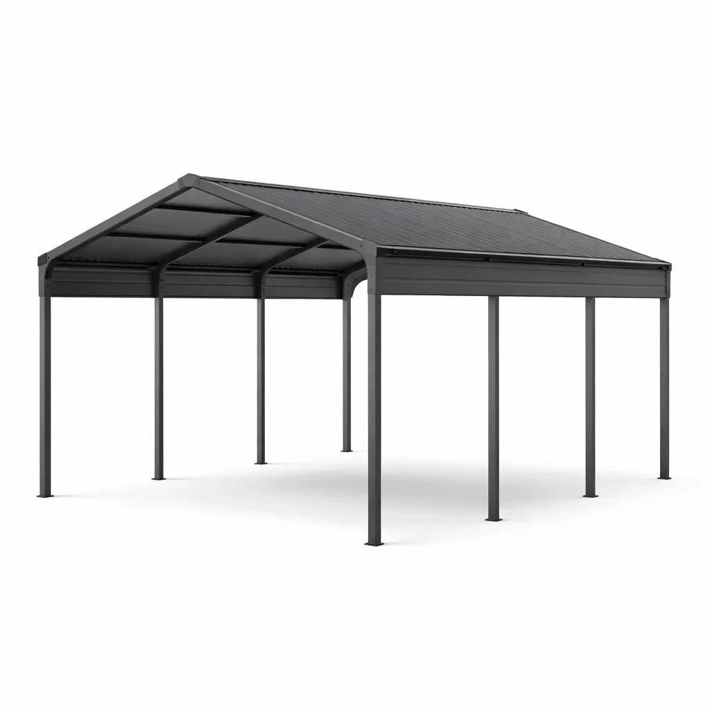 Abri voiture en acier galvanisé avec toit en polycarbonate 300x600x230 cm-DREAMLUXENEST