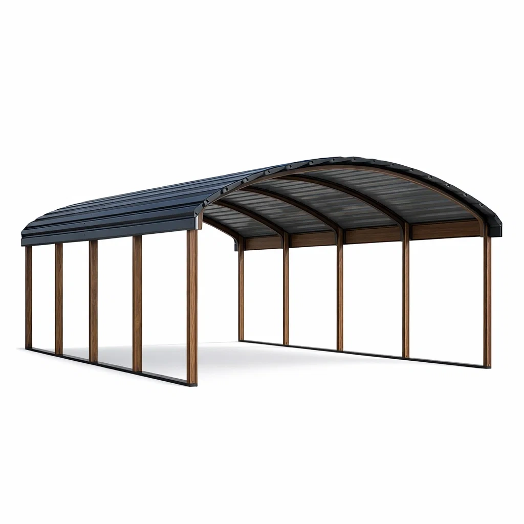 Abri voiture en métal et bois 600x300x240 cm-DREAMLUXENEST