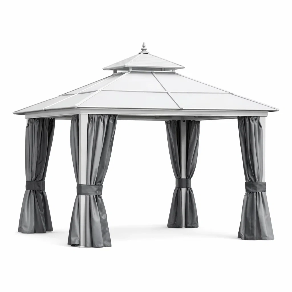 Pavillon en aluminium avec toit en acier et rideaux en polyester-DREAMLUXENEST