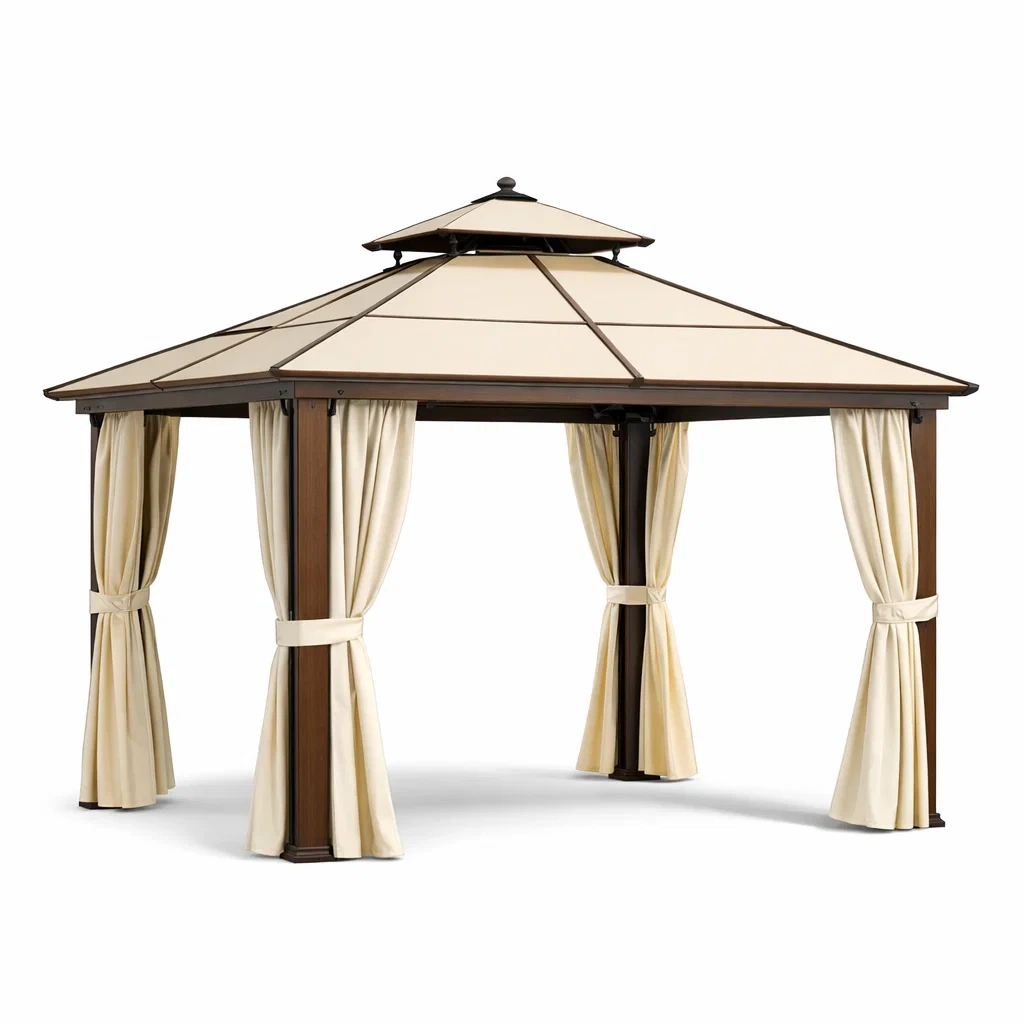 Pavillon en acier et aluminium avec toit en polyester Beige-DREAMLUXENEST