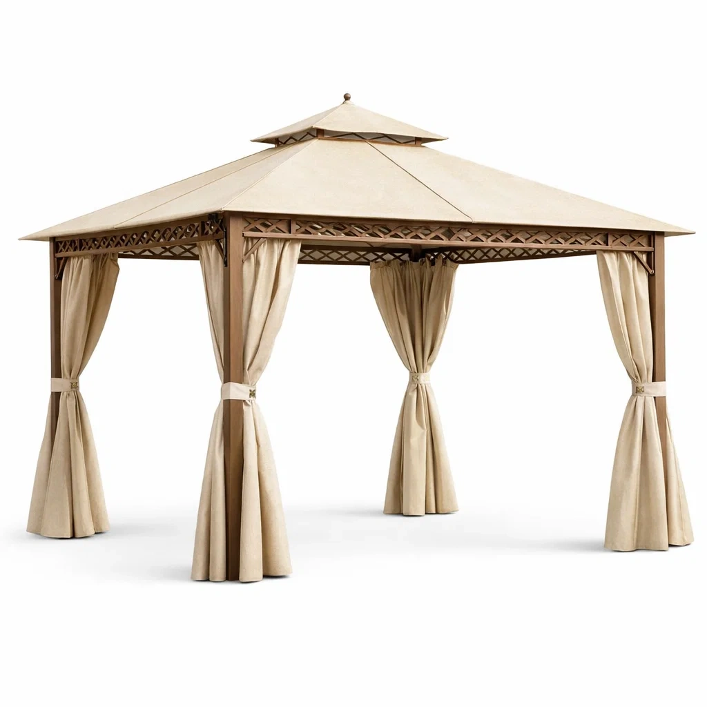 Pavillon en métal et polyester Beige-DREAMLUXENEST