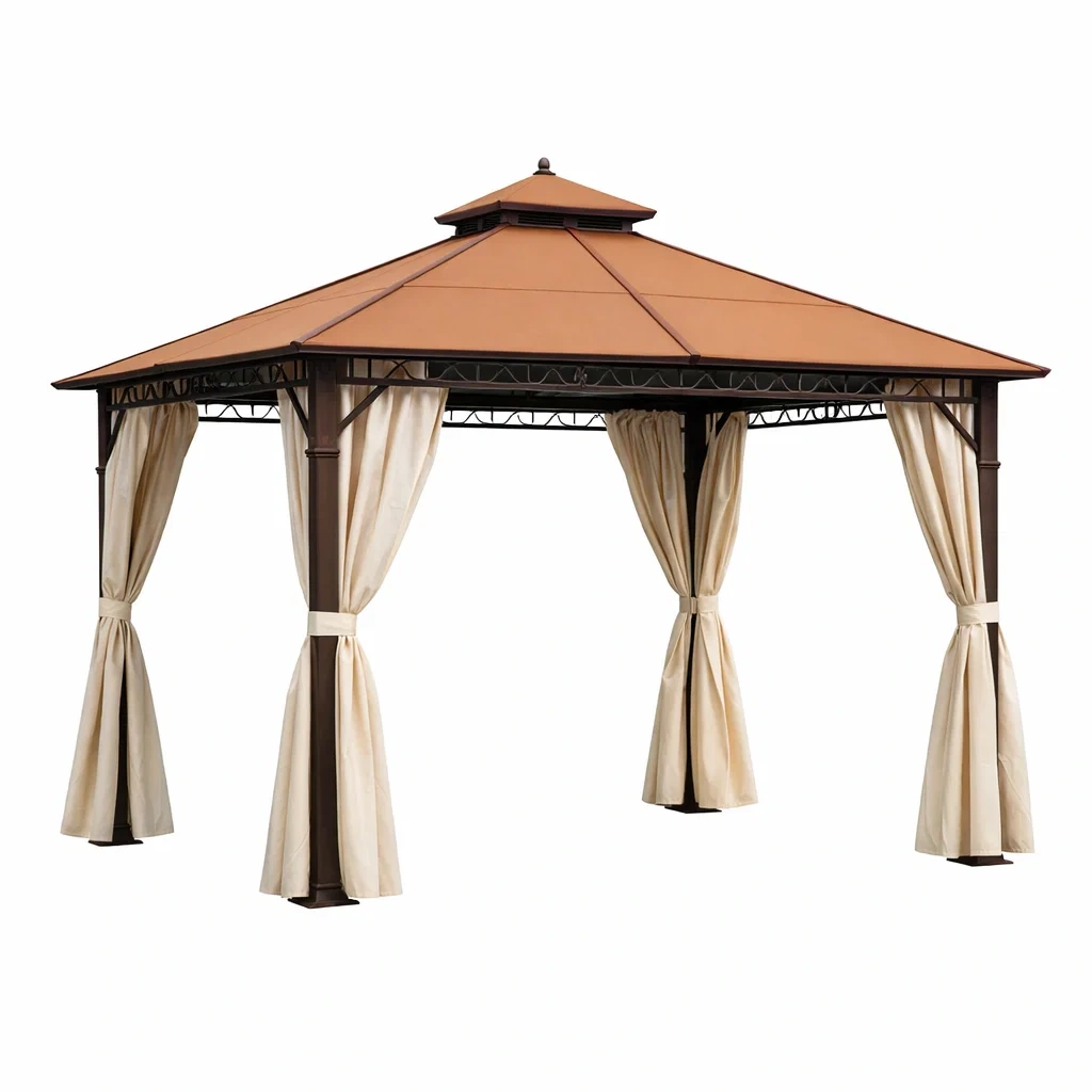 Pavillon en acier et polycarbonate Marron-DREAMLUXENEST