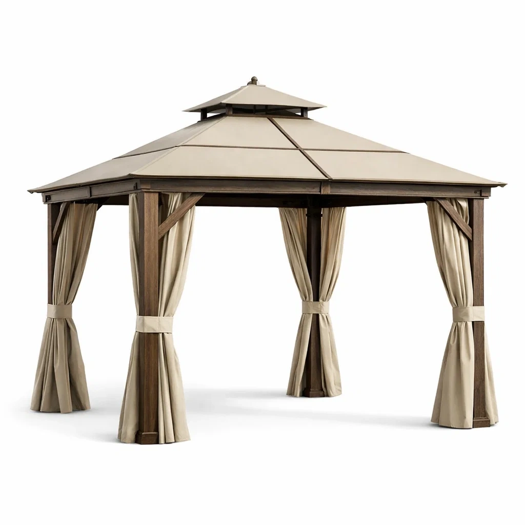 Pavillon en bois et aluminium Beige-DREAMLUXENEST