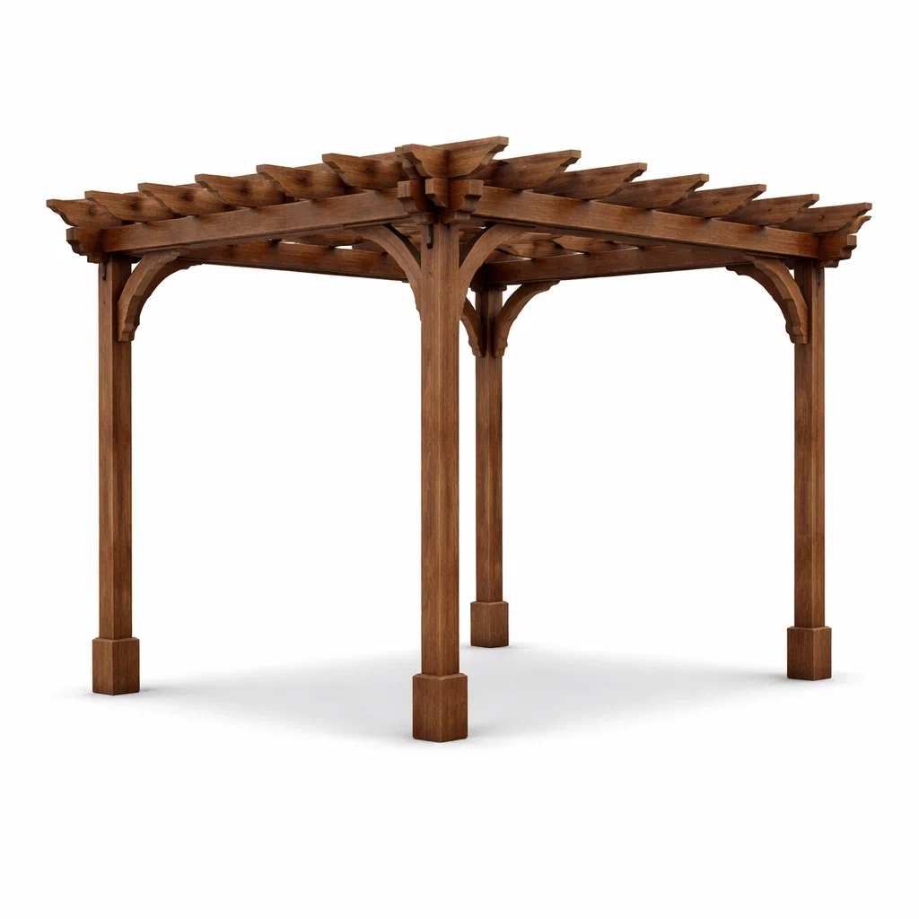 Pergola carrée en bois Marron-DREAMLUXENEST