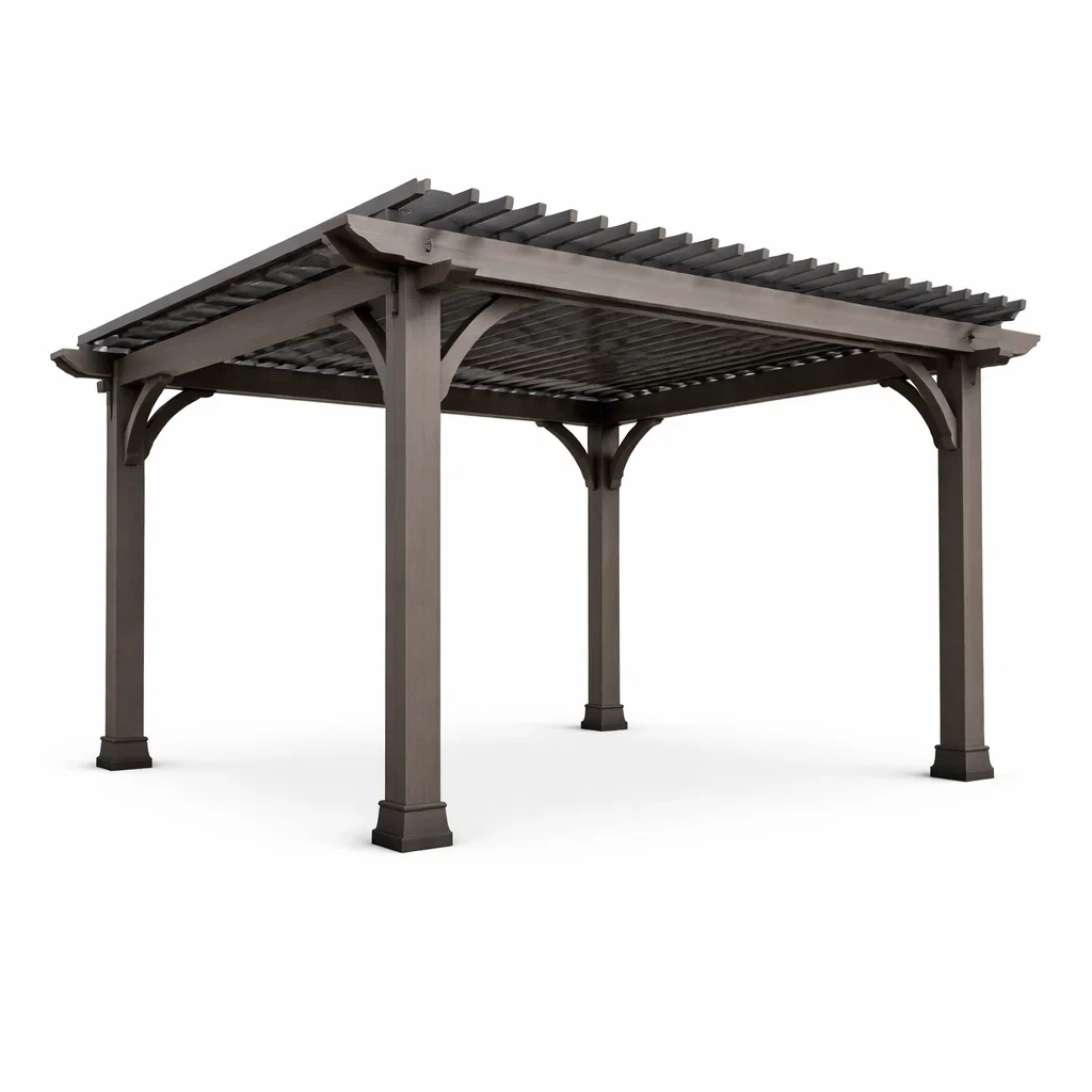 Pergola en aluminium et bois composite 340x340x240 cm Marron-DREAMLUXENEST