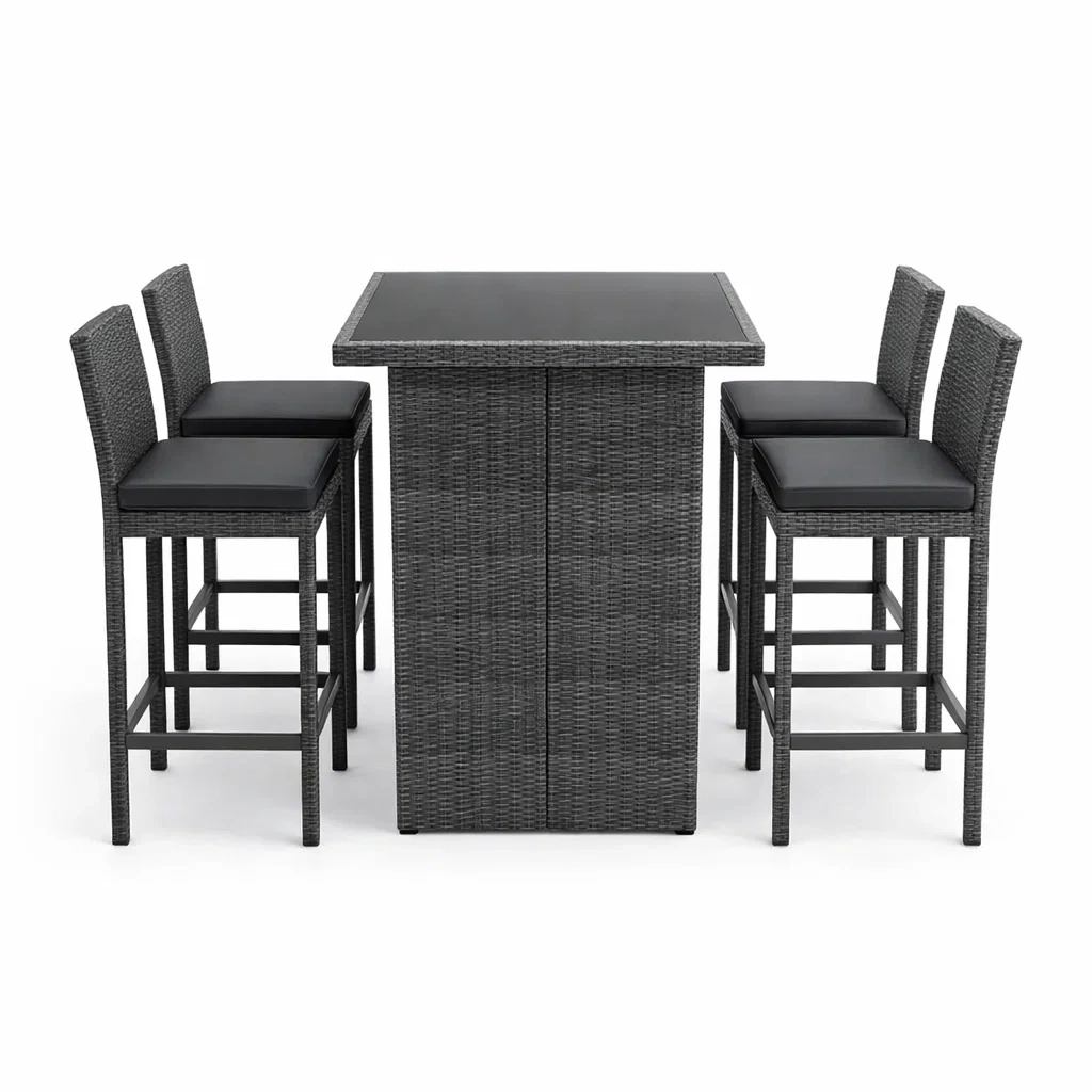 Ensemble de bar extérieur en rotin synthétique 5 pièces-DREAMLUXENEST