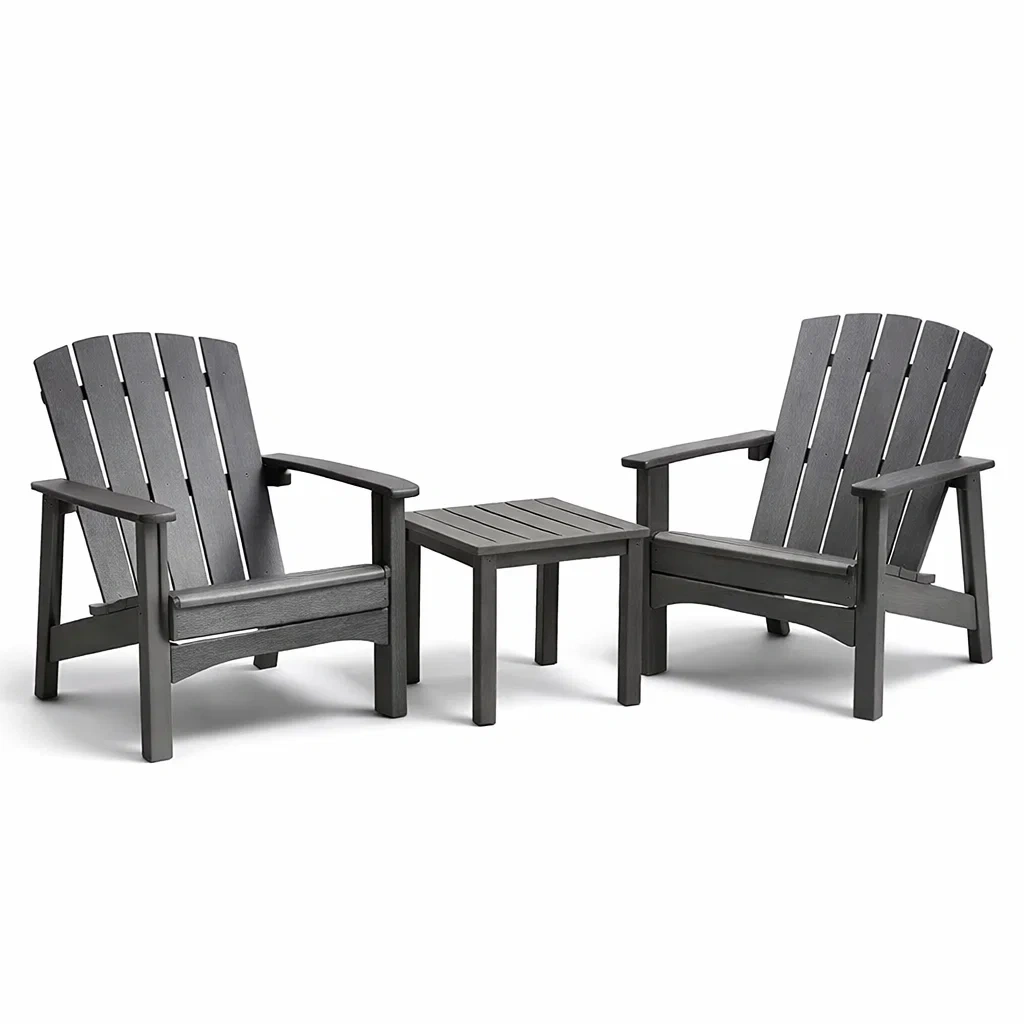 Ensemble de détente avec 2 fauteuils Adirondack et table en bois composite Gris-DREAMLUXENEST