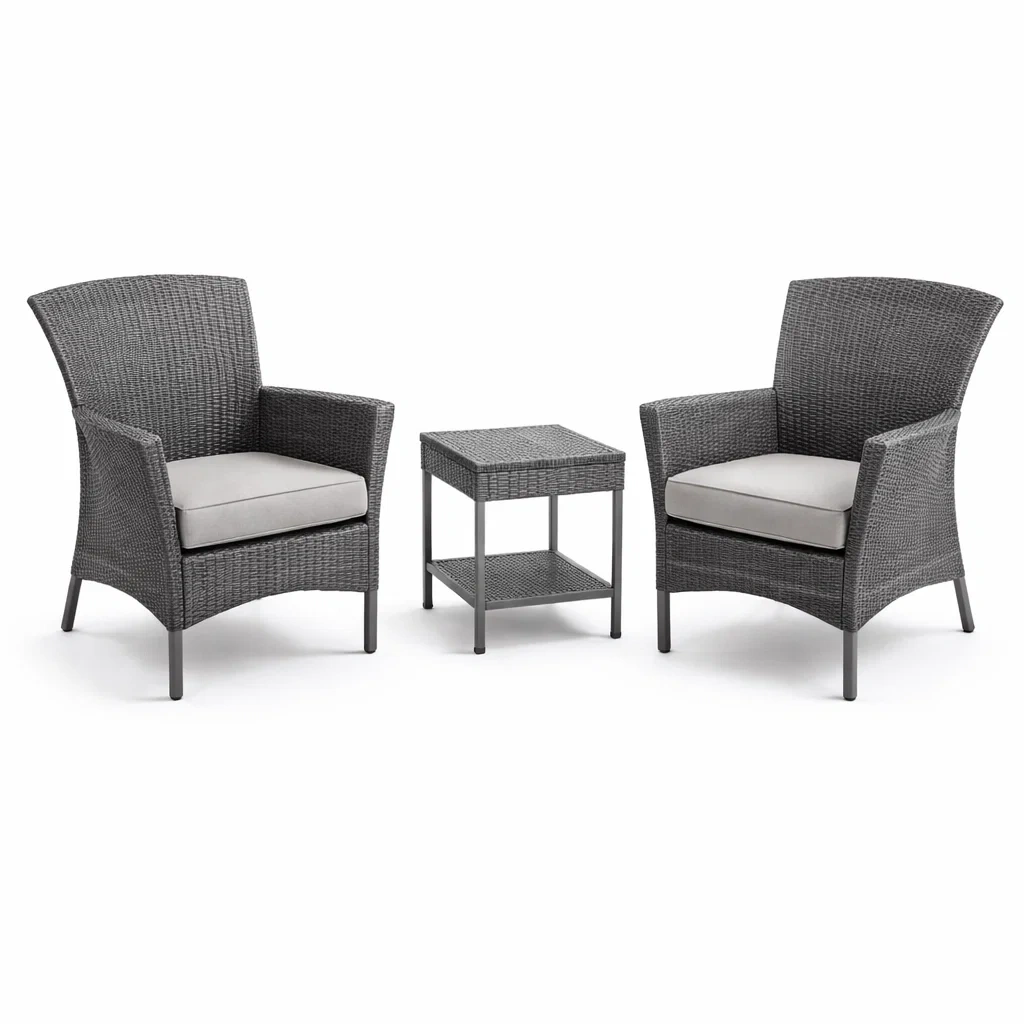 Ensemble de détente en résine tressée Gris 2 places-DREAMLUXENEST
