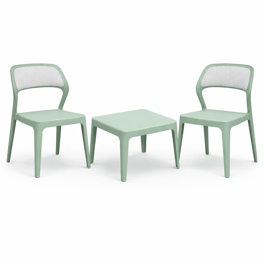 Ensemble de détente avec chaises et table en plastique Vert menthe-DREAMLUXENEST