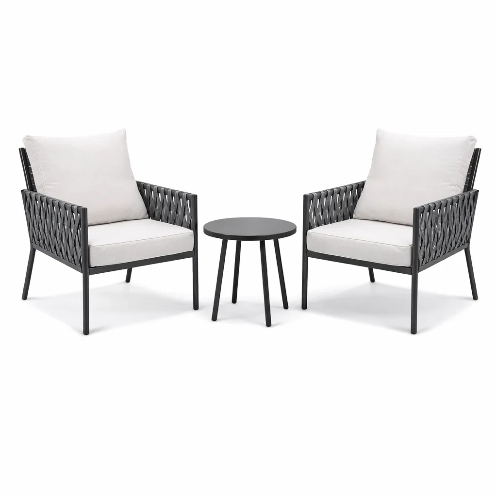 Ensemble de détente avec cadre en aluminium et coussins Gris clair-DREAMLUXENEST