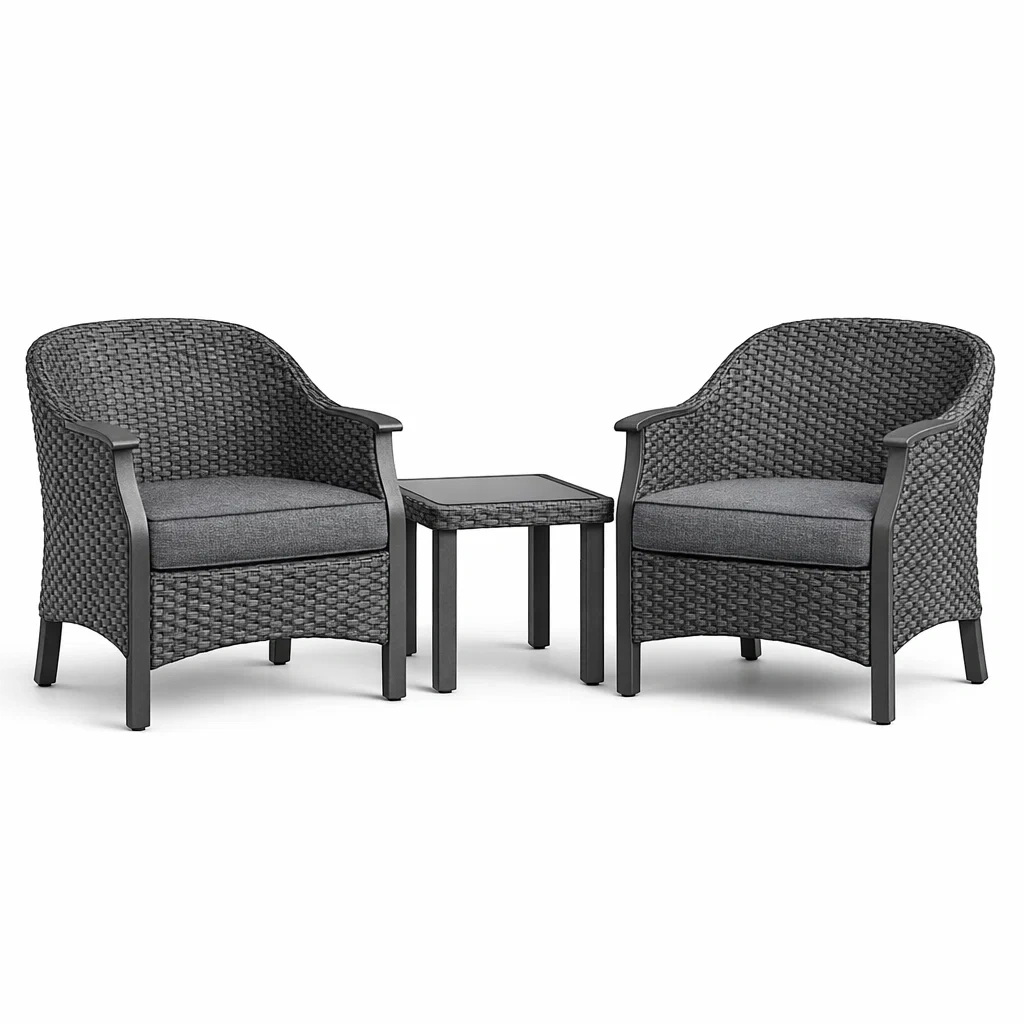 Ensemble de détente extérieur en rotin avec coussins Gris foncé-DREAMLUXENEST
