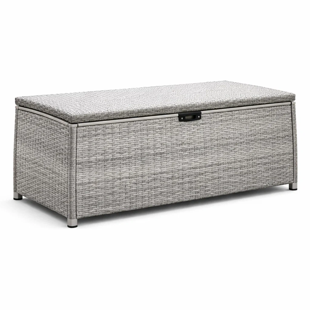 Coffre de rangement en rotin synthétique Gris-DREAMLUXENEST
