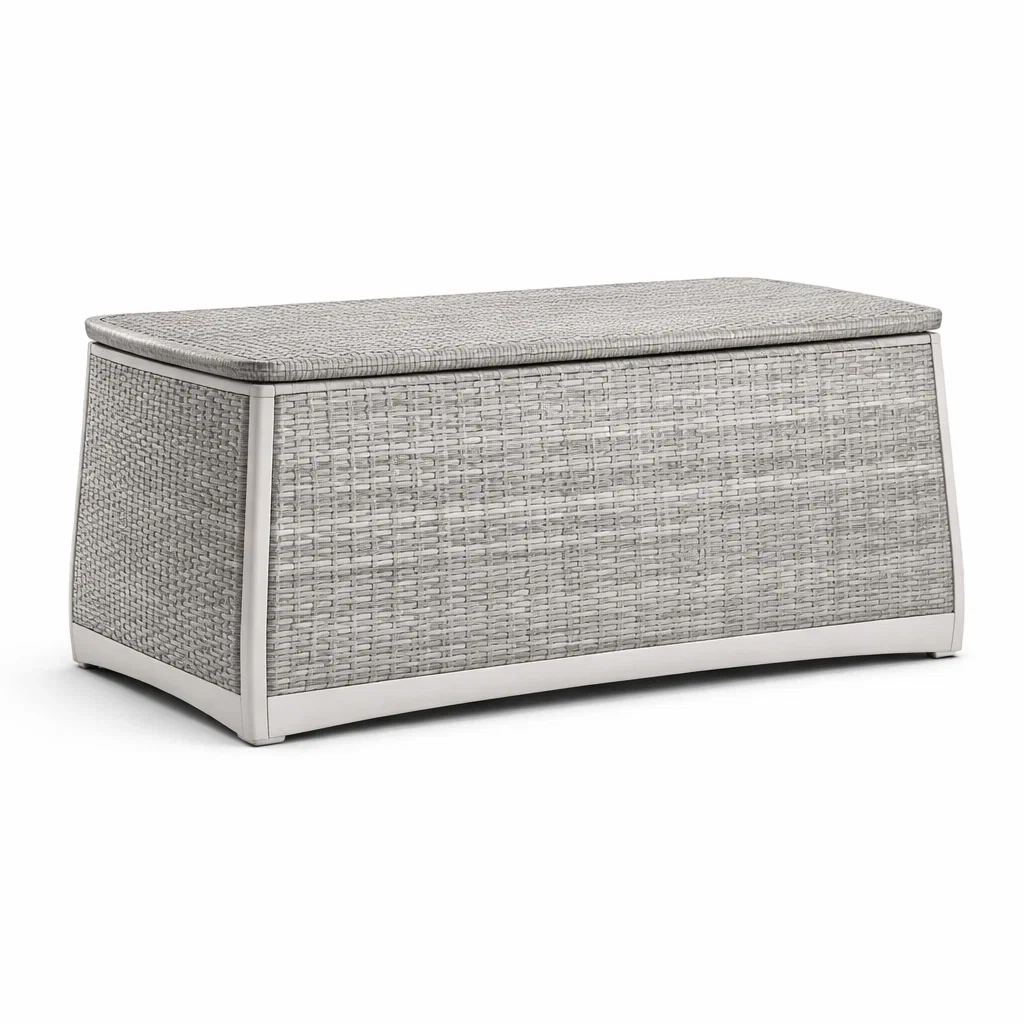 Coffre de rangement en résine tressée Gris-DREAMLUXENEST