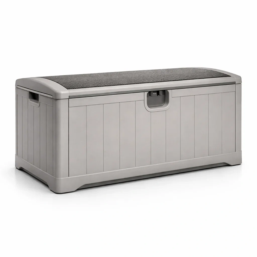 Coffre de rangement en plastique avec siège 117x45x57 cm Gris-DREAMLUXENEST