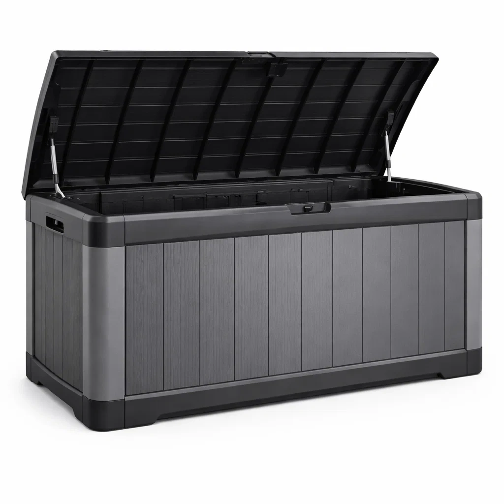Coffre de rangement en plastique Gris avec intérieur Noir 140x60x84 cm-DREAMLUXENEST