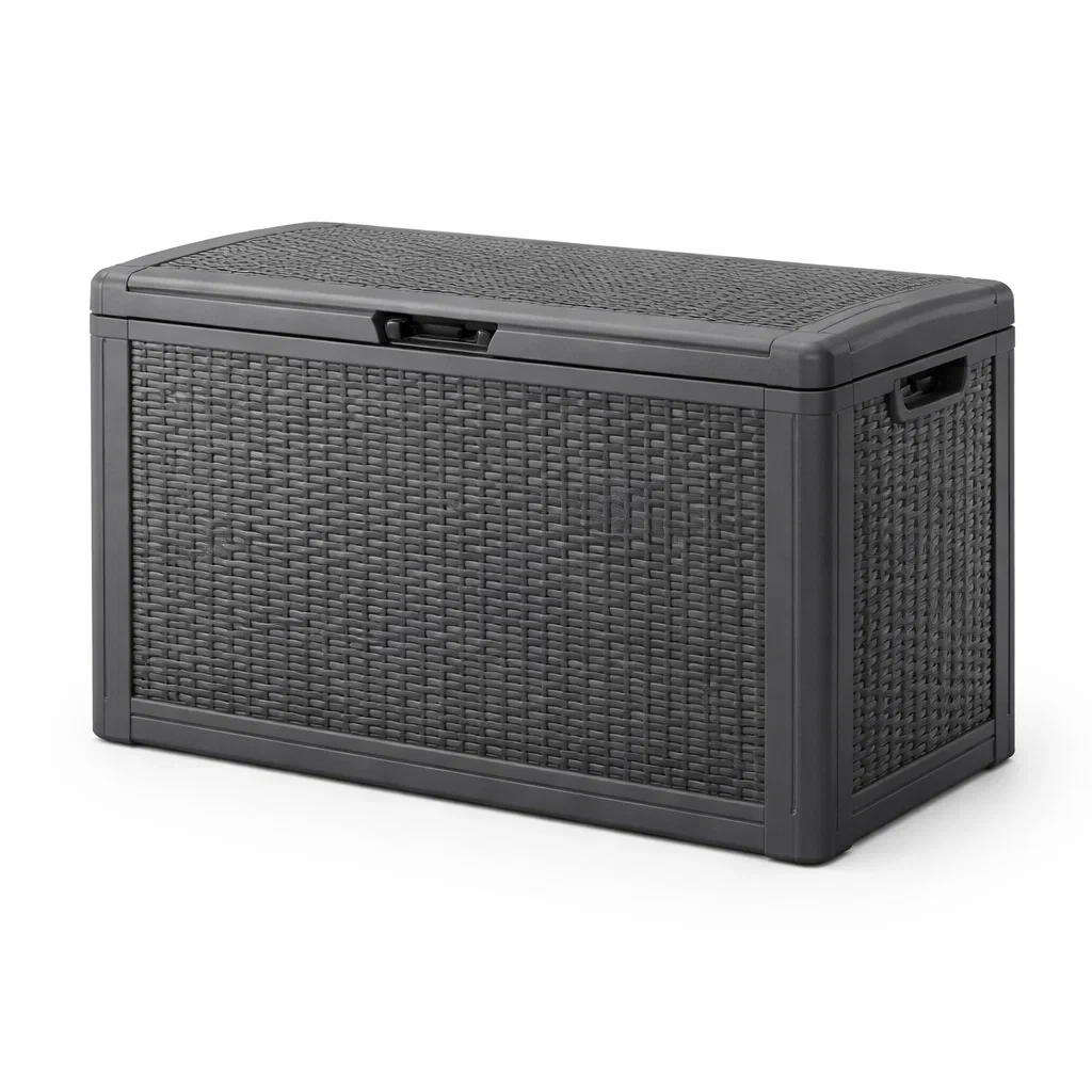 Coffre de rangement en résine tressée Gris 117x45x57 cm-DREAMLUXENEST