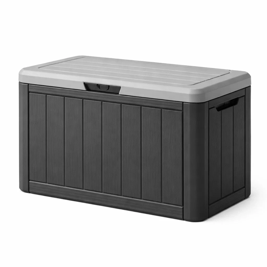 Coffre de rangement en résine polypropylène Gris Noir-DREAMLUXENEST