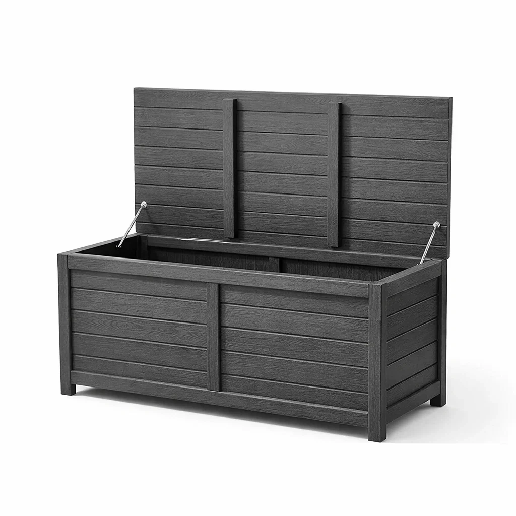 Coffre de rangement en bois composite Gris-DREAMLUXENEST