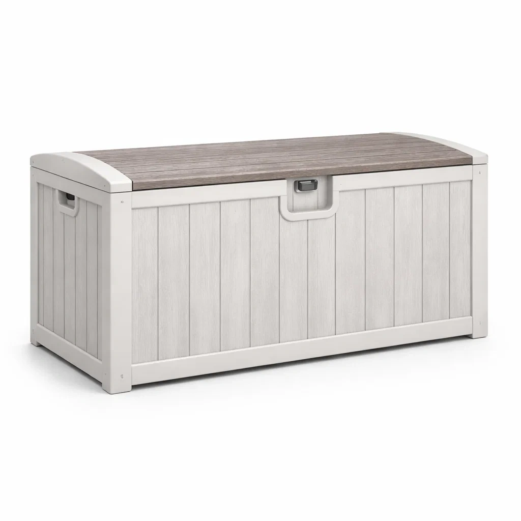 Coffre de rangement en plastique Gris Blanc-DREAMLUXENEST