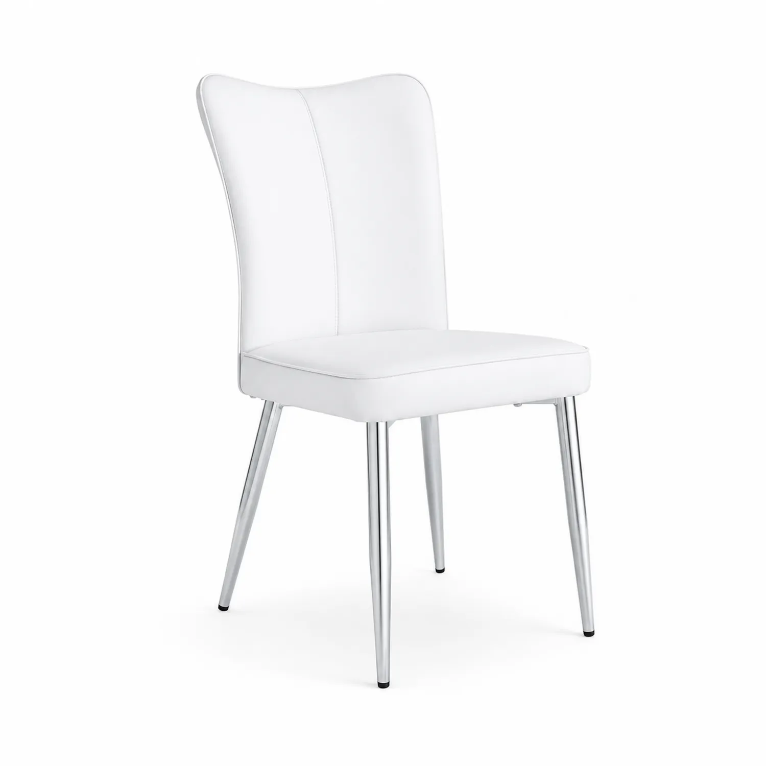 Sedia in pelle sintetica bianca con gambe in metallo