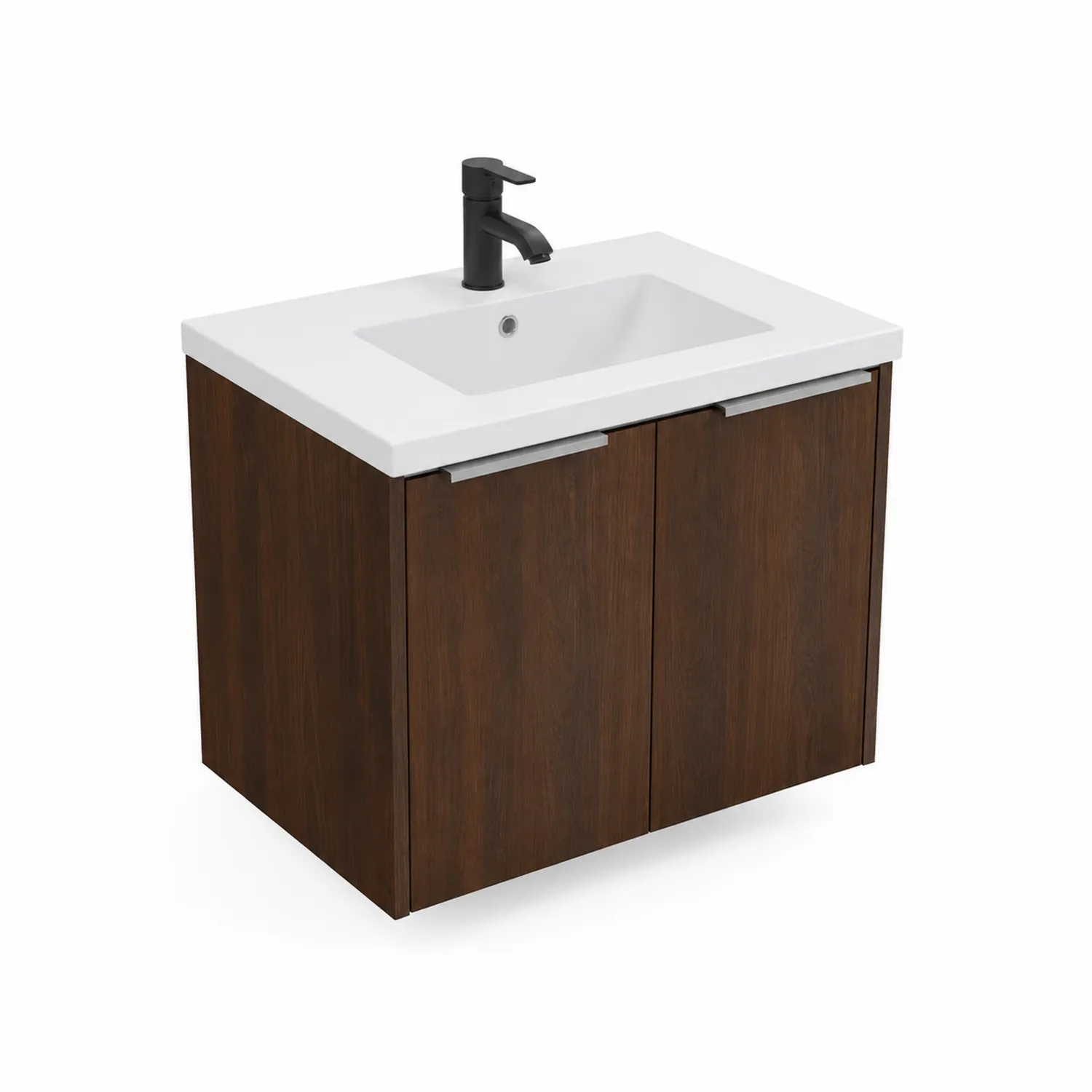 Mobile bagno in legno massello con lavabo in ceramica bianco, 60x55x45 cm